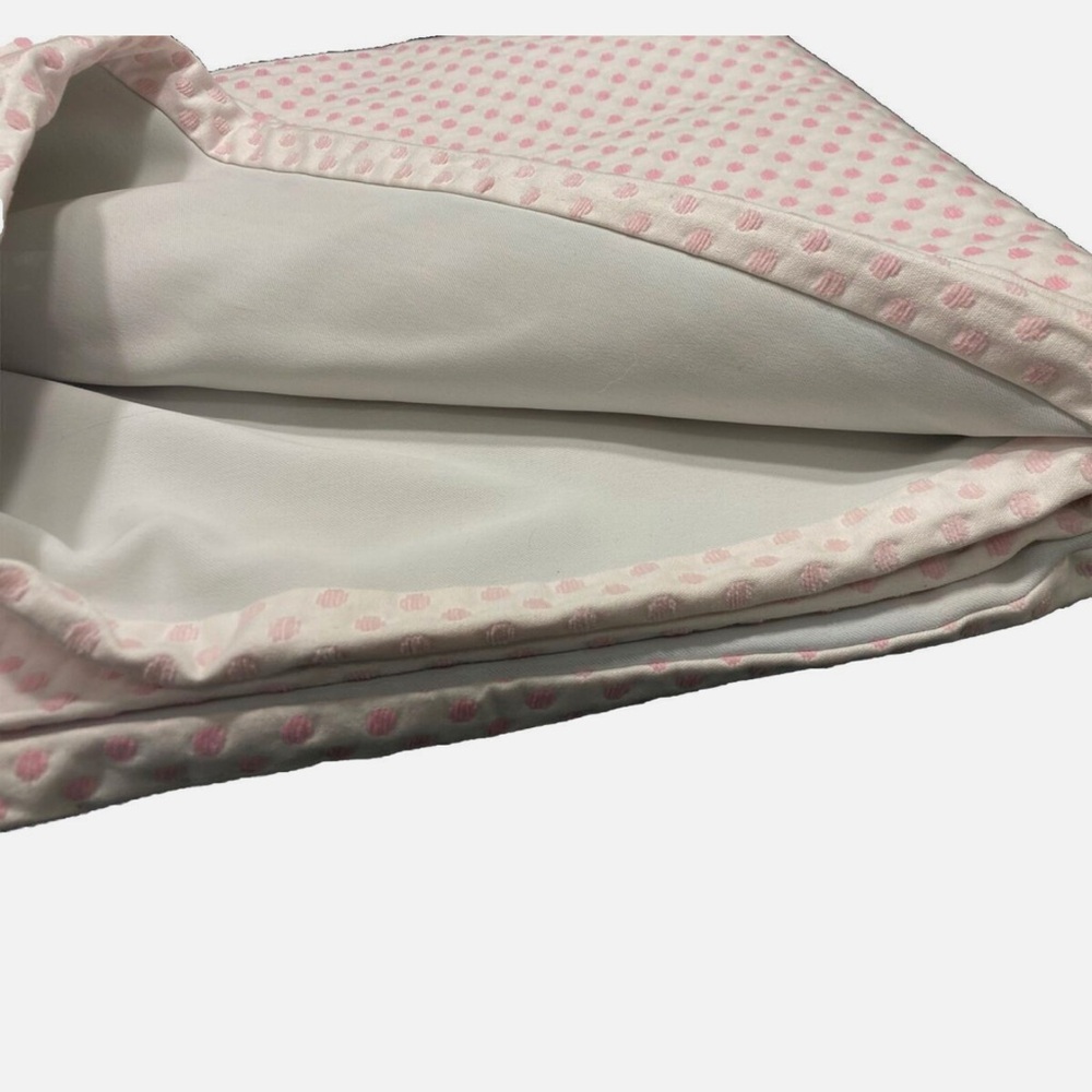 Chenille blackout pink polka dot curtains.